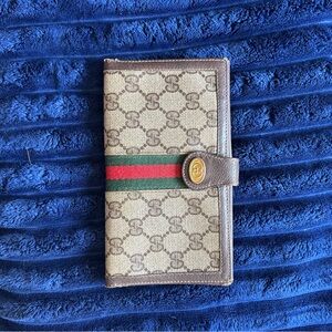 Gucci Monogram Wallet with Green and Red Stripe
